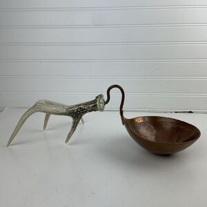 Ben & Lael Caldwell Artisan Hammered Copper Nut Bowl Antler Handle TN Metalsmith
